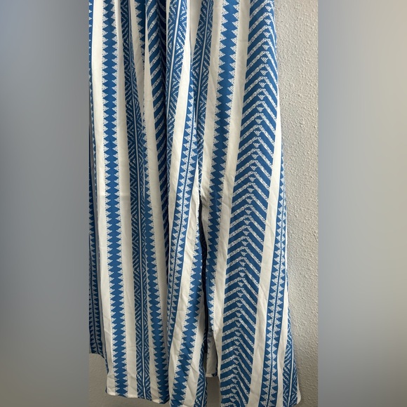 BloomChic Blue and White Striped V-Neck Maxi Dress - Picture 3 of 7